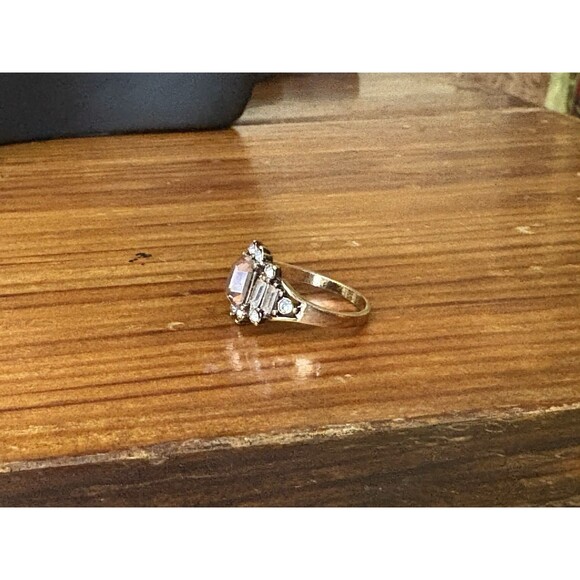Lovely Octagon Cut Pink Cubic Zirconia ring Gold Tone Yellow Gold Plated Size7.5 - Picture 6 of 10